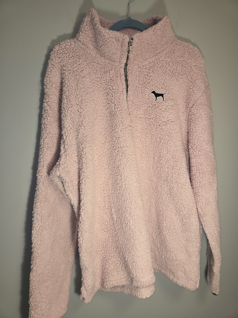 PINK Victoria's Secret Plush Half-Zip Pullover Sweater - Light Pink